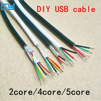 5m/10/15/20 m DIY UL2464 28 AWG 5 core kábel pre Myš USB Klávesnica dátový kábel 4 vodič č štít vonkajší priemer