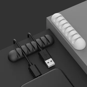 Nová 7 Klipy Kábel Organizátor Silikónový Kábel USB Winder Flexibilný Kábel Riadenia Klipy pre Myši, Slúchadlá Slúchadlá Káblom Držiak