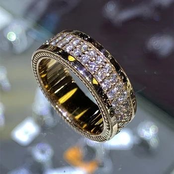 Huitan Nádherná Zlatá Farba Ženy Prst Krúžky Novo Svadobné Trendy Zapojenie Večnosti Krúžky Cubic Zirconia Módne Šperky 2021
