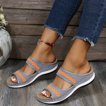 Ženy Letné Sandále Kliny Vonkajšie Módne Topánky Sklzu Na Papuče Dámy Bežné Ploché Otvorené Prst Sandalias Žena Vintage Topánky