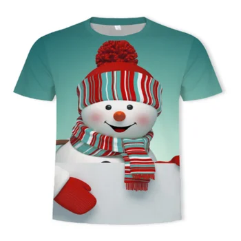 Šťastný Nový Rok Grafické T-Shirt, detské Kreslené T-Shirt 3-14t, Santa Claus, Vianočné Strom, Apple, Chlapci A Dievčatá 3D T-Shirt