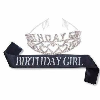 Happy Birthday Girl Krídla Tiara Koruny klobúk pre dievča, dieťa, dospelý 10. 13. 16. 18. 20. 21. 30. 40. 50. dekorácie darček prospech 4