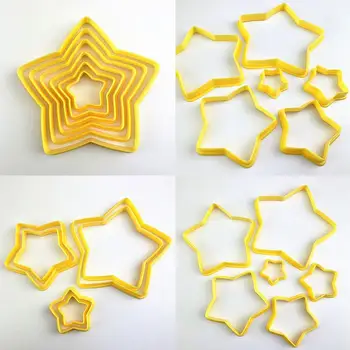 Vianočný Stromček Cookie Cutter Formy Hviezdy Tvar 3D Fondant Tortu Formy Pečenie Cake Zdobenie Biscuit Formy 6Pcs / Set