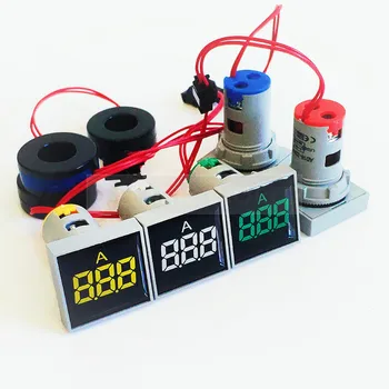 22 mm Námestie Rozsah Merania Prúdu AC 20-500V Volt 0-100A meter indikátor pilotné svetlo digitálne ammeter lampa Indikátor lampa 0