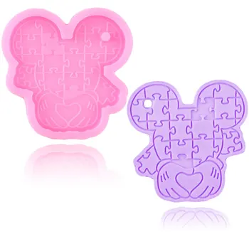 Disney Mickey Puzzle Keychain Silikónové Formy Myši Ruke Náhrdelník Šperky Epoxidové Živice Formy Cupcake Čokoládové Cukrovinky Fondant Formy