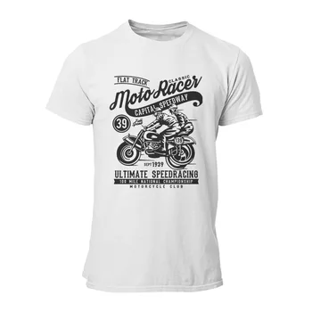 Moto Racer Klasické pánske T-shirt Módne Čierne Retro Kolo Golier kvalitné Pánske Oblečenie 27792