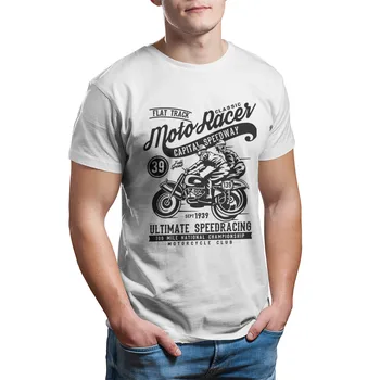 Moto Racer Klasické pánske T-shirt Módne Čierne Retro Kolo Golier kvalitné Pánske Oblečenie 27792 2