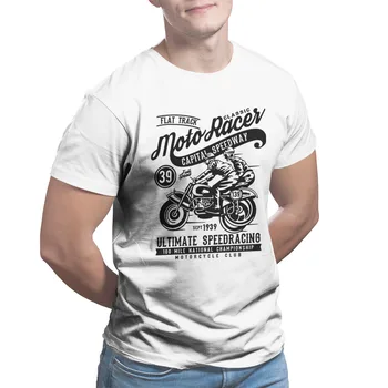 Moto Racer Klasické pánske T-shirt Módne Čierne Retro Kolo Golier kvalitné Pánske Oblečenie 27792 4