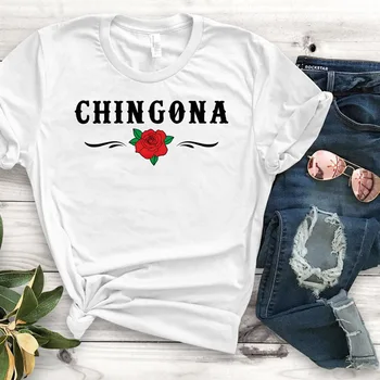 Chingona Rose latinská Tlač dámske tričko Fashion Bežné tričko Krátky Rukáv Harajuku Grafické T-shirt Ženy Top Čaj