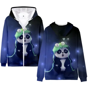 2021 hot-predaj hot-predaj trendy bežné 3d digitálna tlač cartoon panda dospelých detí zips s kapucňou mikiny 5