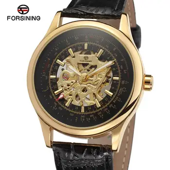 Móda FORSINING Luxusný Top Značky Mužov, Kožené Mechanické náramkové hodinky Automatickom strane pánske Hodinky Darčeky Relogio Masculino 0
