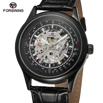 Móda FORSINING Luxusný Top Značky Mužov, Kožené Mechanické náramkové hodinky Automatickom strane pánske Hodinky Darčeky Relogio Masculino 2