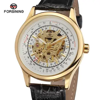 Móda FORSINING Luxusný Top Značky Mužov, Kožené Mechanické náramkové hodinky Automatickom strane pánske Hodinky Darčeky Relogio Masculino 3