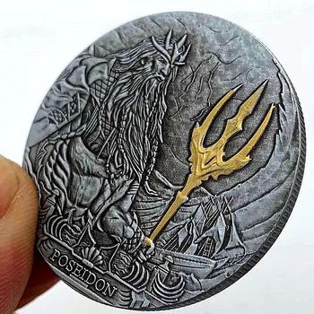Sea King Poseidon Striebro Pozlátené Mince Obchod So Mince Darčeky Remeslá Kolekcia Dary Pamätné Mince