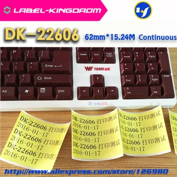 5 Rožkov Brat Kompatibilné DK-22606 Žltá Film Štítku 62mm*-15,24 M Kompatibilný Pre QL-570/700 Tlačiarne Všetky majú Plastový držiak