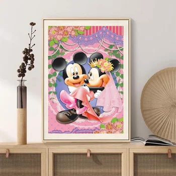 5D Diy Diamond Maľovanie Disney Mickey Mouse, Minnie Pár Diamond Výšivky Cross Stitch Art Mozaiky Plný Vrták Domova Dary