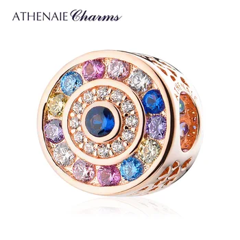 ATHENAIE Zliatiny Striebra Multi-farebné Lesk Zircons Rainbow Perličiek Charms Fit Európskej Náramok, Náhrdelník DIY Šperky