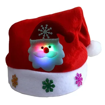 Nový Rok Navidad Veselé Vianoce Klobúk rozsvieti LED Spp Hrubé Plyšové Teplý Klobúk kapoty de noel pre Deti, Detí, Dospelých Vianočný Darček 2021 2