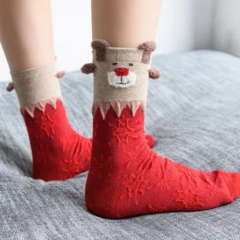 Nový Príchod Karneval dámske Zimné Ponožky na konci Roka (Bavlna Vianočný Darček Teplé, Mäkké Pohodlné Bavlnené Zimná Ponožka Soxs