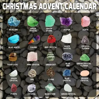 24pcs Vianočný Adventný Kalendár Box Zber Ornament Liečivý Kryštál Kameň Adventný Kalendár Dovolenku Stranou Deti Darček Pre Dieťa 0