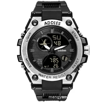 Nový vodotesný svetelný plastové viacfunkčné hodinky pánske outdoorové športy LED elektronické hodinky 4