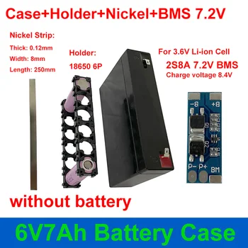 6V7Ah Batérie Prípade 2S3P 6V 6Ah 7Ah Box 2S8A 6.4 V 7,2 V BMS 18650 6P Držiteľ 0.12 mm Nikel Pásy pre Núdzové Svetlo, Solárny Systém 0