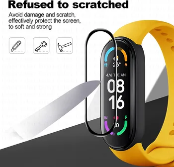 9D Film Skla pre Xiao Mi band 4 5 6 Screen Protector pre Miband 6 5 Smart Watchband Úplný Ochranný Kryt Prípade Popruh Náramok
