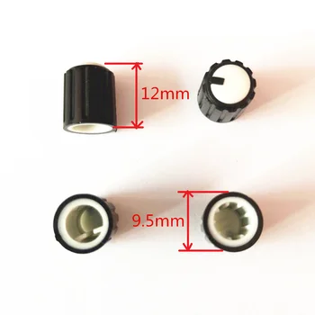 10 Kusov 9.5*12 MM Čierne A Biele Plastové Malý Gombík Potenciometer Audio Zariadenia Gombík Klobúk s Vnútorným Priemerom 6 MM