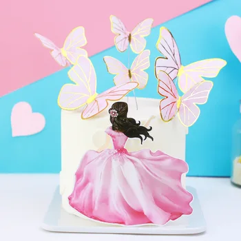 In Butterfly Svadobné Torty Vňaťou Ružové Zlato Fólie Happy Birthday Cupcake Vňate Na Narodeninovej Party Cake Dekorácie Baby Sprcha 0