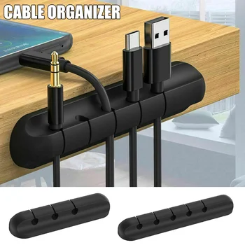 Kábel Organizátor Silikónový Kábel USB Winder Ploche Upratané Riadenia Klipy Káble Organizátor Ploche Káble Organizátor Navíjač Kábla
