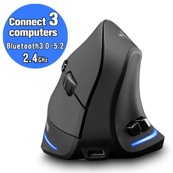 Pripojiť sa 3 počítače Vertikálne Wireless Mouse Hra Ergonomická Myš RGB Optického pripojenia Bluetooth USB Myši Pre Windows, Mac 2400