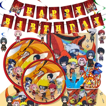 Horúce Anime Ninjago Téma Strana Navrhne Jednorázový Riad Nastaviť Uchiha Sasuke Hatake Baby Sprcha Deti Narodeninovej Párty Dekorácie