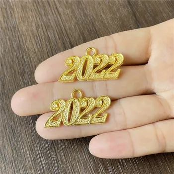 10pcs Kúzlo Zlata, 2020, 2021 Digitálne Rok Kovový Prívesok pre Šperky, Takže DIY Handmade Náramok, Náhrdelník Príslušenstvo Materiál 0