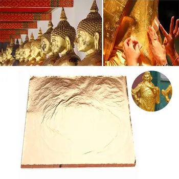 100ks 14 cm Imitácia Zlata Podiel Medi Leaf Listy Plechov Fólie pre Gilding Plavidlá, Dekorácie DIY Art craft papier Dekor