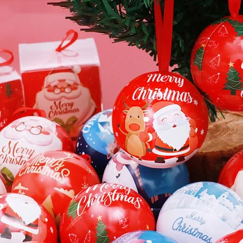 1pc Vianočné Plech Loptu Box Candy Box ozdoby na Vianočné stromčeky Detí Darček vlkom Balenie Vianočný Strom Prívesok 8 štýl