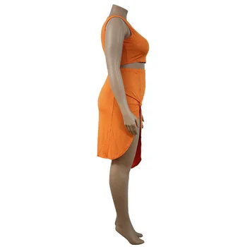 Orange Dve Kus Sukne Set pre Ženy, Plus Veľkosť Lete Krátky Top Sukne, Súpravy Koleno Dĺžke Sexy Nočného Klubu Vyhovovali Sady 2020 Hot Predaj
