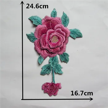 Ruže kvet výšivky, čipky nášivka textílie šitie dámy DIY oblečenie remeselníkov materiál príslušenstvo 1 kus na predaj 0