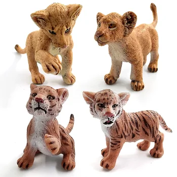 Simulácia dieťa Lev, Tiger, rys Ostrovid lesa voľne žijúcich zvierat model figúrka plastové hračky domáce dekorácie príslušenstvo Dekor Darček Pre Deti 0