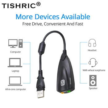 THSRIC USB Zvuková Karta 7.1 Mikrofón Slúchadlá Adaptér 5HV2 USB 3D reproduktor externý usb zvuková karta pre Prenosný Počítač PC