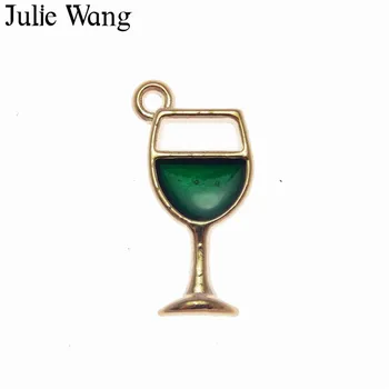 Julie Wang 12PCS Zliatiny Zlata Base Multi-farebné Koktail Fire Pohár Charms Náhrdelník Prívesok Zistenia DIY Príslušenstvo Šperky Robiť