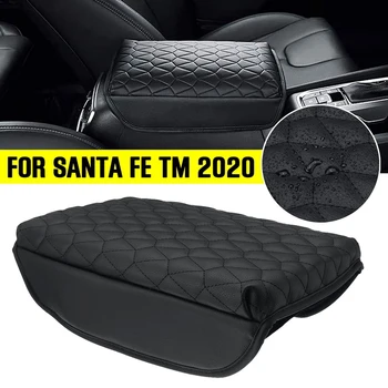 Auto Kožené stredovej Konzoly Opierkou Box Mat Pad Kryt pre Hyundai Santa Fe TM 2020 1