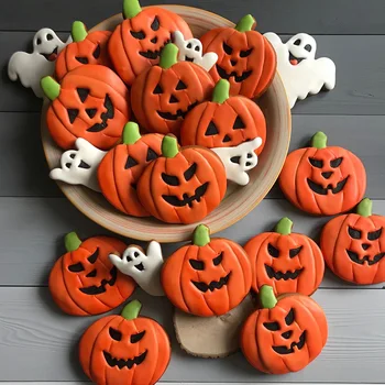 6 Mriežky Halloween Tekvica Ghost Tvar Tortu Formy Čokoládové Cookies Pečenie Formy Drip Hliny, Domáce Dekorácie, Šperky Formy 1