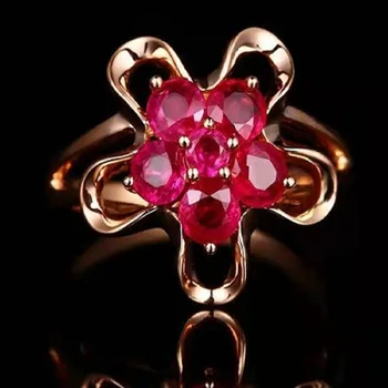 2022 Nové Módne Rose Gold Kvet Tvarované Krúžky pre Ženy Jednoduchého Luxusu Ruby Zirkón Otváracie Svadobné Prstene Zásnubné Strany Krúžok 0