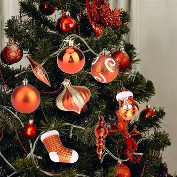 60pcs Vianočné Maľovanie na Loptu Prívesky Vianočný Stromček Visí Ozdoby na Steny Interiéru (Orange) 0