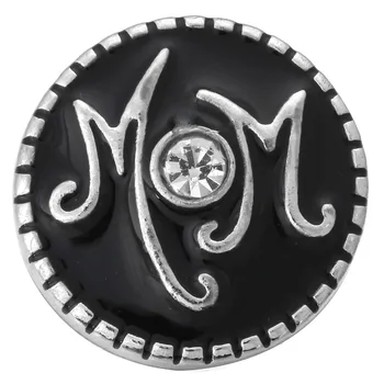 5 ks/veľa Veľkoobchod Modul Tlačidlo Šperky Zmiešané Black Metal 18 mm Zaskočí s Drahokamu Tlačidlo pre 18 mm Modul Náramky, Prívesky