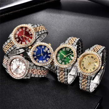 2021 pánske Top Značky Luxusné Zlaté Nehrdzavejúcej Ocele Diamond Quartz Hodinky Vodotesné Dátum Hodiny Reloj Hombre Relogio Masculino