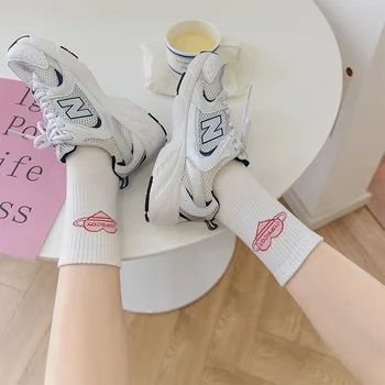 Ružová Kawaii Srdce Ženy Ponožky Bavlna Harajuku Japonský Láska Páry Módne Skateboard Zábavné HipHop Bežné Dlho Dievčatá Sockings