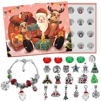 Adventné Kalendáre Vianočné Odpočítavanie Kalendár Vianočné Tematikou Kúzlo, Takže Súprava Šperkov Darček DIY Náramok Mystery Box Kalendár