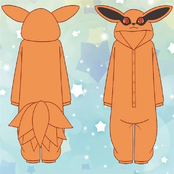 Anime Cosplay Kurama Deväť Chvostom Fox Pyžamo Unisex Cosplay Kostým Kurama Flanelové Domov Sleepwear Kombinézach Nightgown Vyhovovali 2021