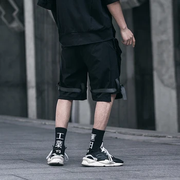 11 BYBB TMAVOM 2020 Lete Harajuku Streetwear Krátke Joggers Módne Stuhy Nepravidelný Multi Vrecká Hip Hop Cargo Šortky Pánske